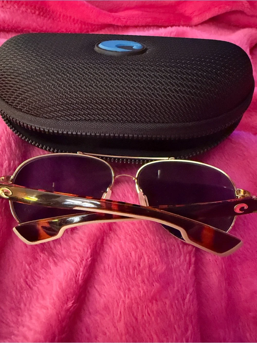 Costa Gold Frame Aviator Sunglasses with Black Lenses - Costa